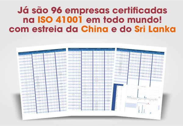 Já são 96 empresas certificadas  na ISO 41001 em todo mundo! com estreia da China e do Sri Lanka
